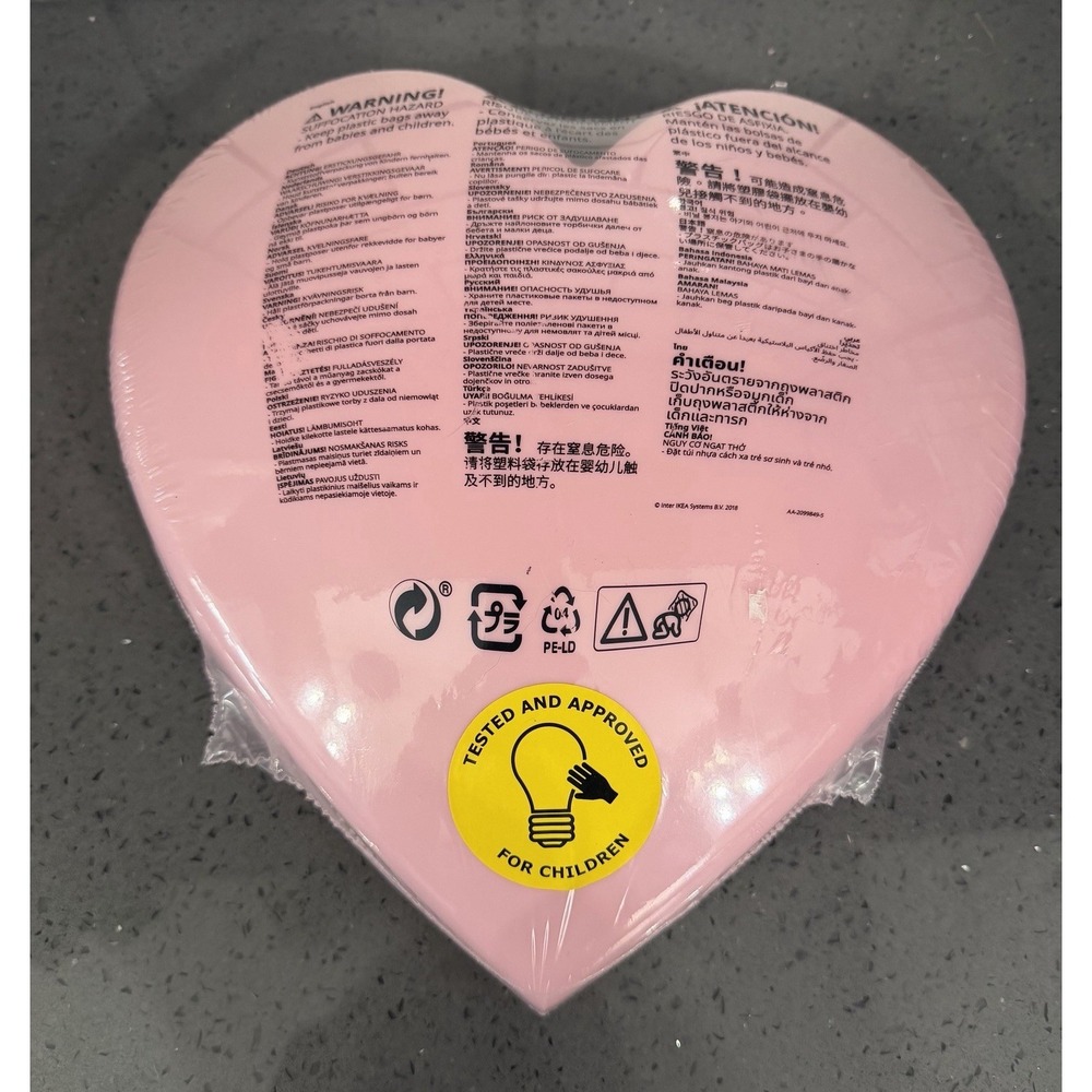 New Ikea Upplyst LED Pink Heart Shaped Wall Light Wall Mounted & Corded Lamp